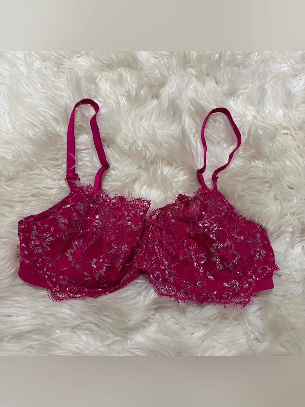 Victoria’s Secret pink lace shimmer bra size 36D